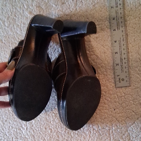 Coach Black Leather Mules with Gold Buckle - Picture 6 of 8